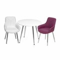 Gift Mark Mid-Century Modern Round Kids White Table with White & Purple Arm Chairs T3082PW
